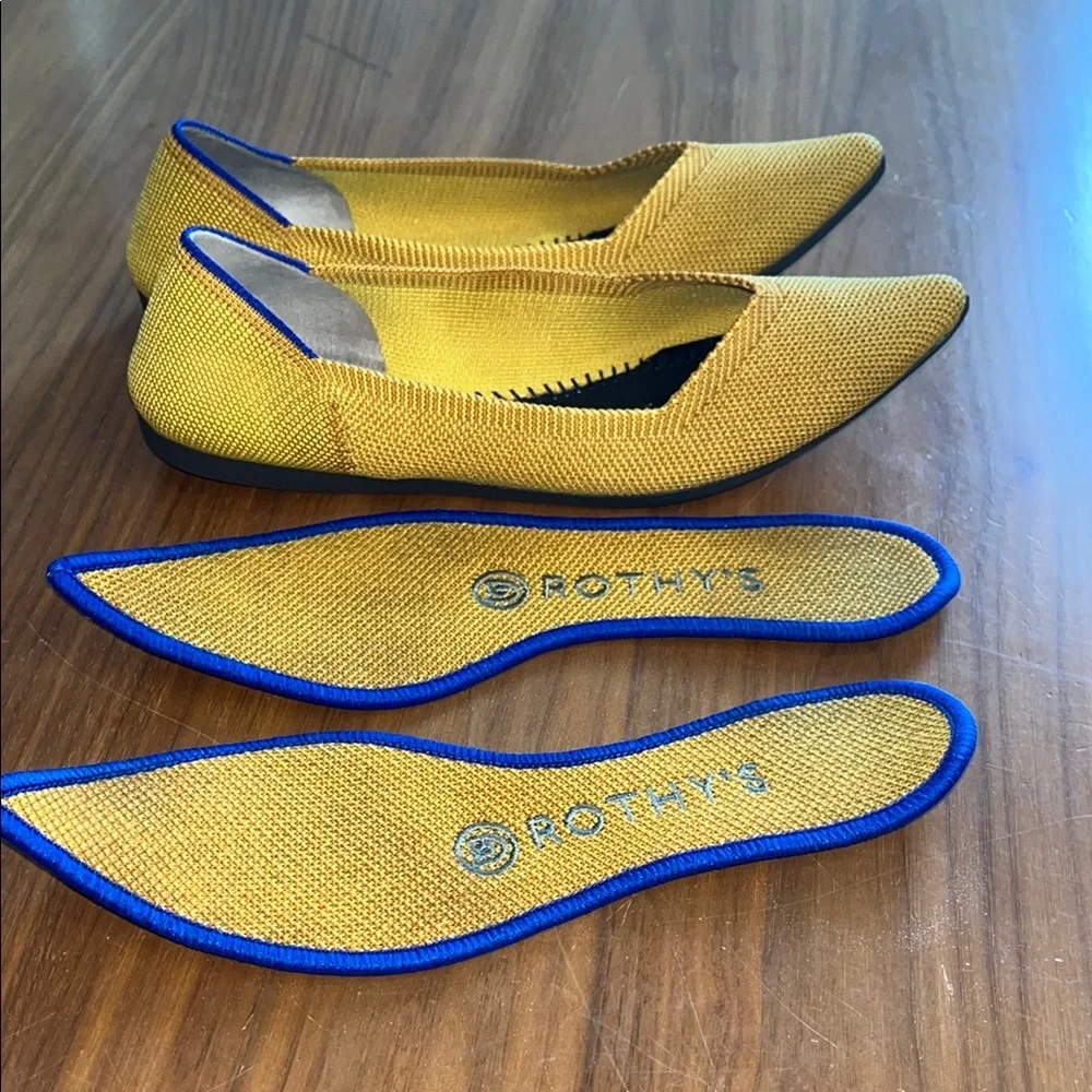 Rothy's Yellow and Blue Pointed-Toe Flats - Picture 7 of 7